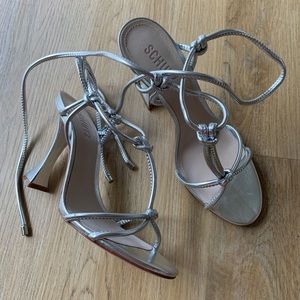 SCHUTZ Silver Sandal Heels